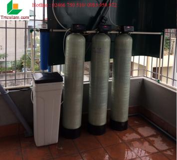 Hình ảnh hệ thống máy lọc nước 3 cột cho tổng tòa nhà
